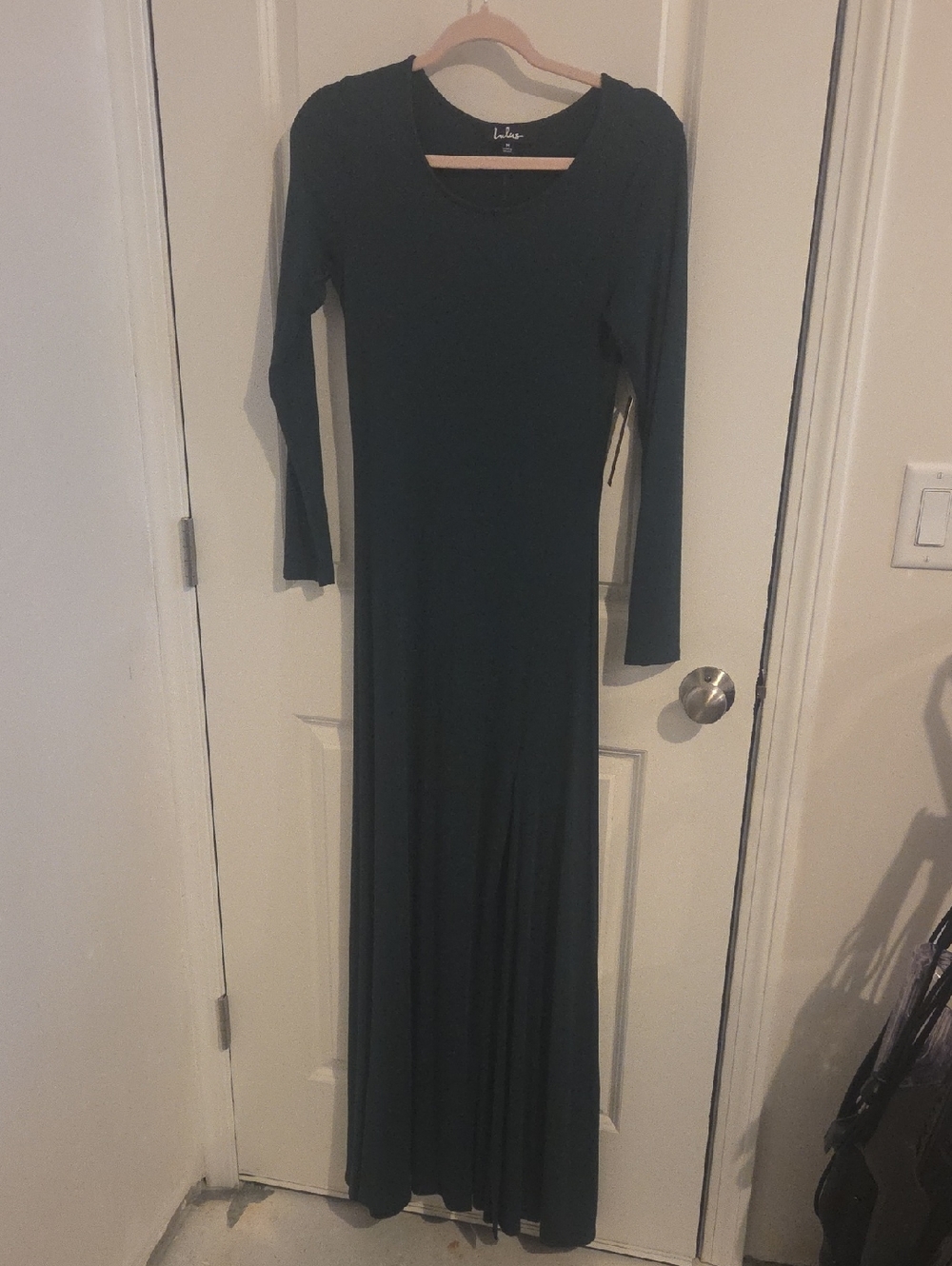 Lulu's Forest Green Long Sleeve Maxi Dress Size M. NWT